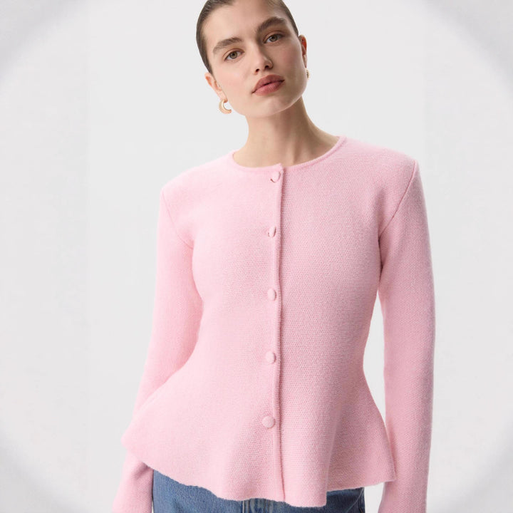 Damer elegant cardigan med teksturdesign og figurtilpasset snitt Skjora