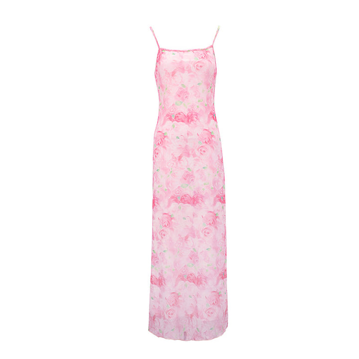 Dame elegante blomsterprint maxikjole Skjora