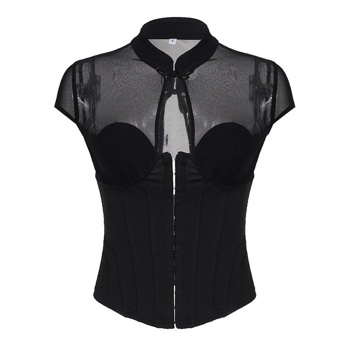 Dame midje korsett med transparente innsatser og elegante detaljer Skjora