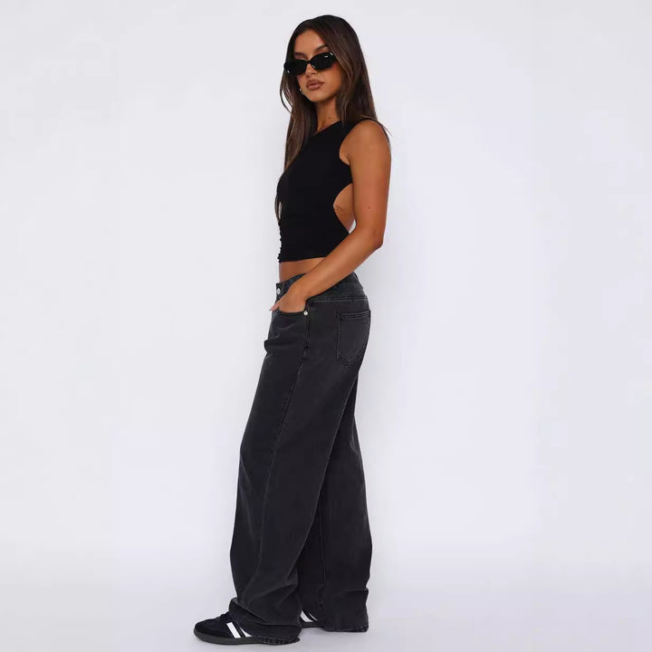 Damer casual vide jeans med høyt liv og moderne snitt Skjora