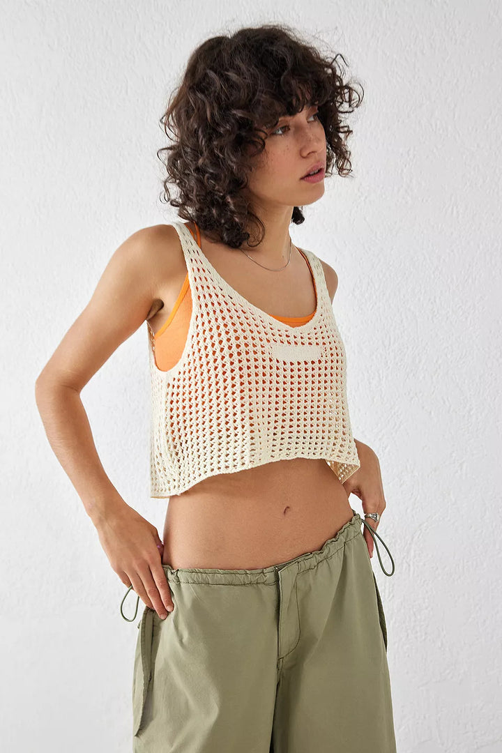 Damer luftig nett-crop-top Skjora