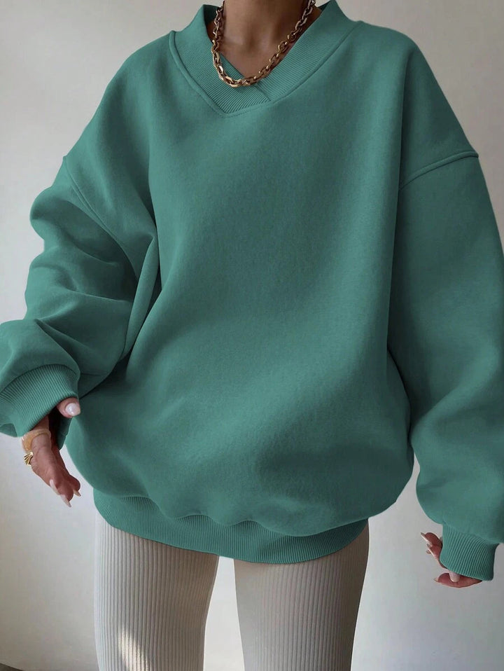 Dame Oversized Sweatshirt med V-hals Skjora