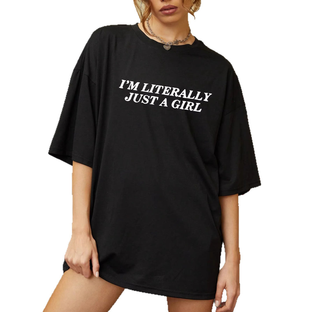 Dame Oversized Statement T-skjorte med kreativ tekst Skjora