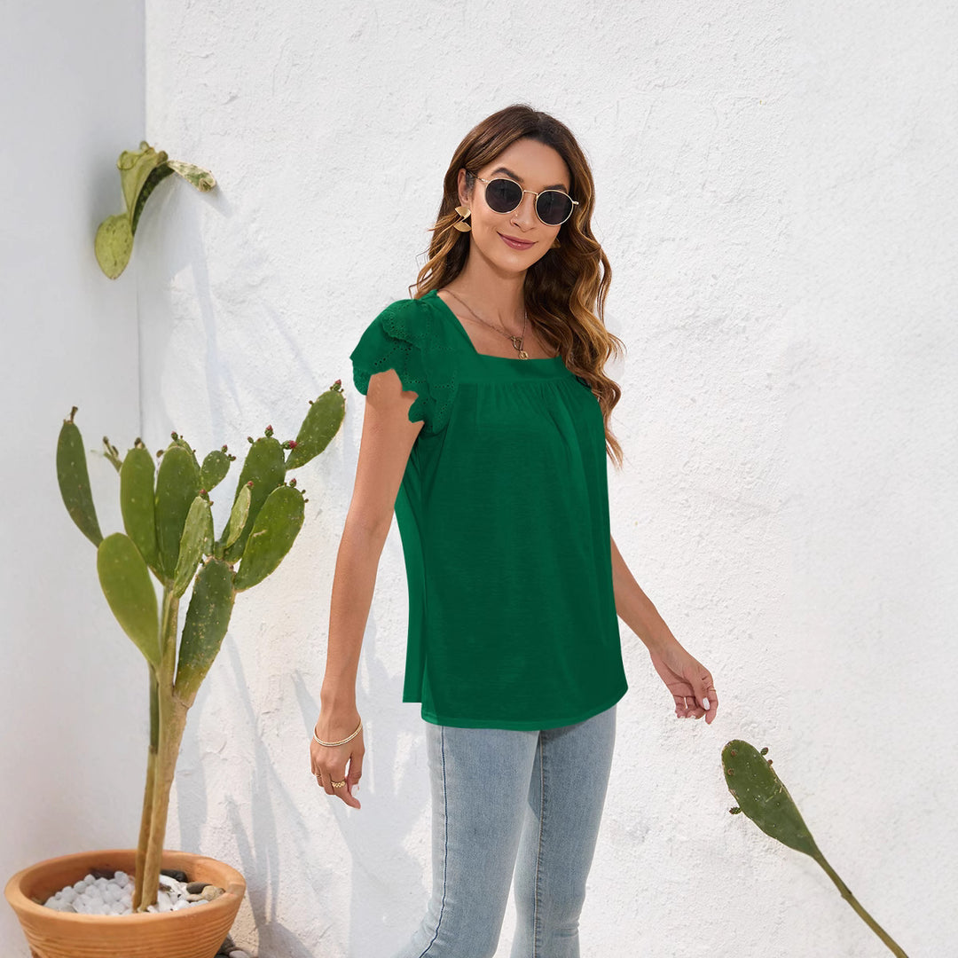 Damer Lekenhett topp med volangdetaljer og løs passform Skjora