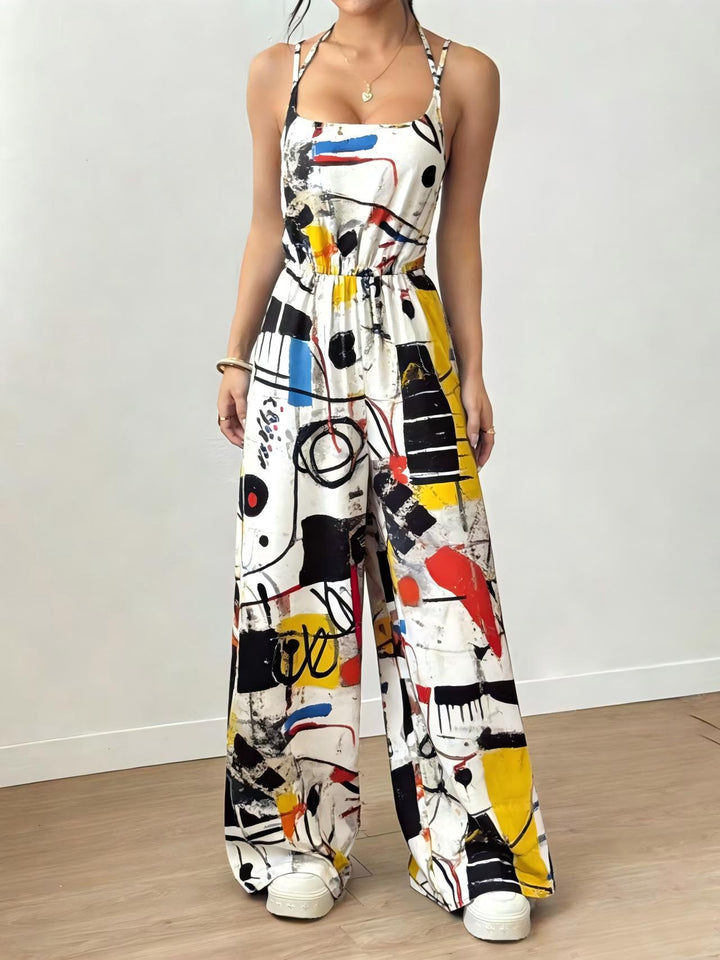 Dame Elegant Jumpsuit med vide ben og spaghetti-stropper Skjora