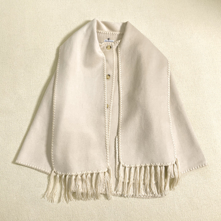 Dame elegant og allsidig Ull Poncho Skjora