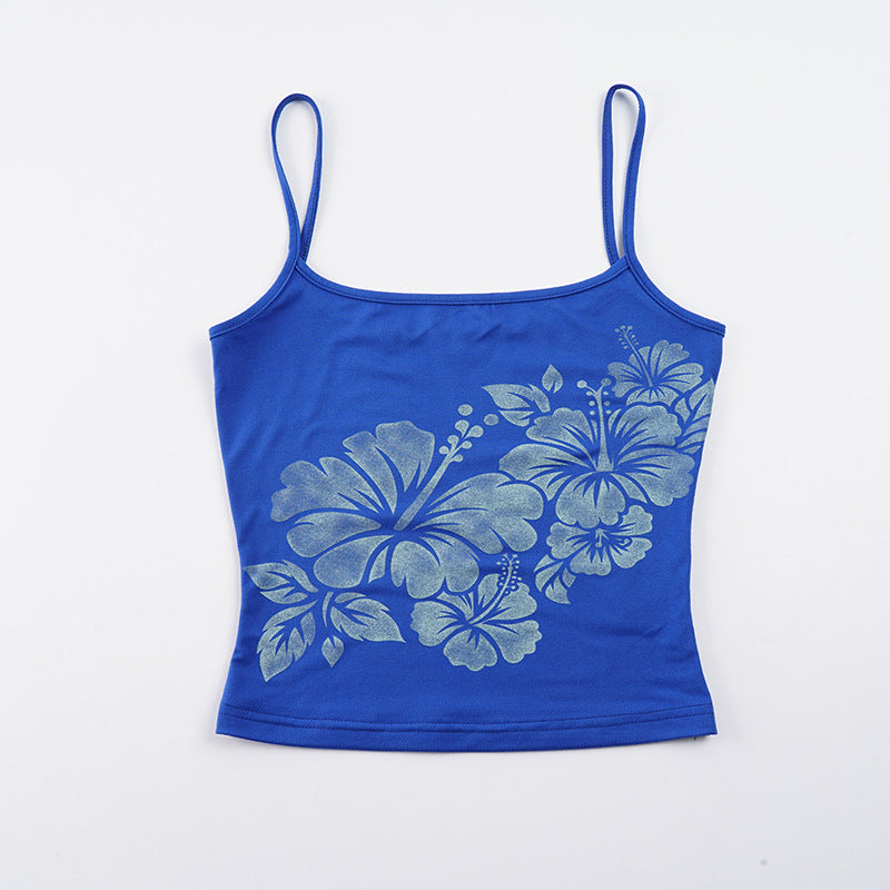 Women's Spaghetti Strap Top with Floral Design Skjora
