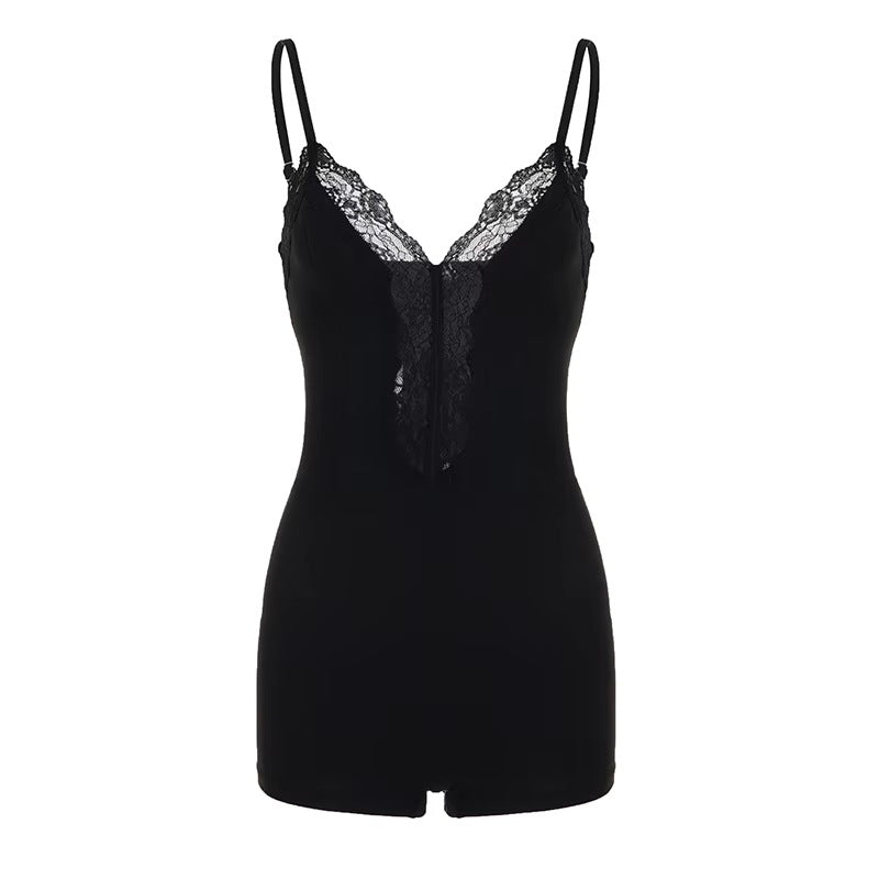 Dame nattøy bodysuit med raffinert spissdetalj Skjora