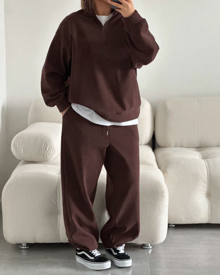 Damer casual fleece topp og komfortabel joggebukse sett Skjora