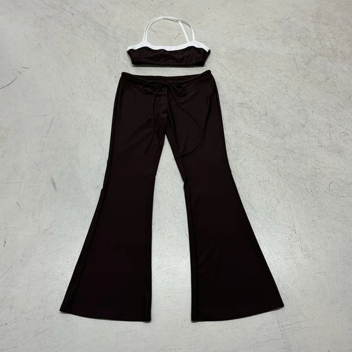 Damer moteriktig bikini-sett med stilig crop-top og vide shorts Skjora