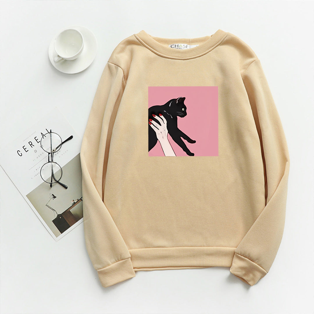 Damer casual sweatshirt med kreativt dyremønster Skjora