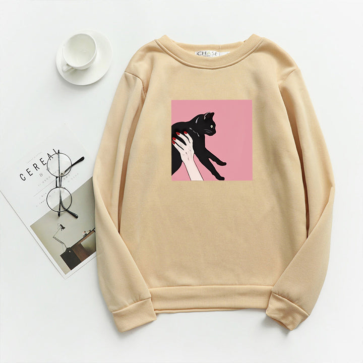 Damer casual sweatshirt med kreativt dyremønster Skjora