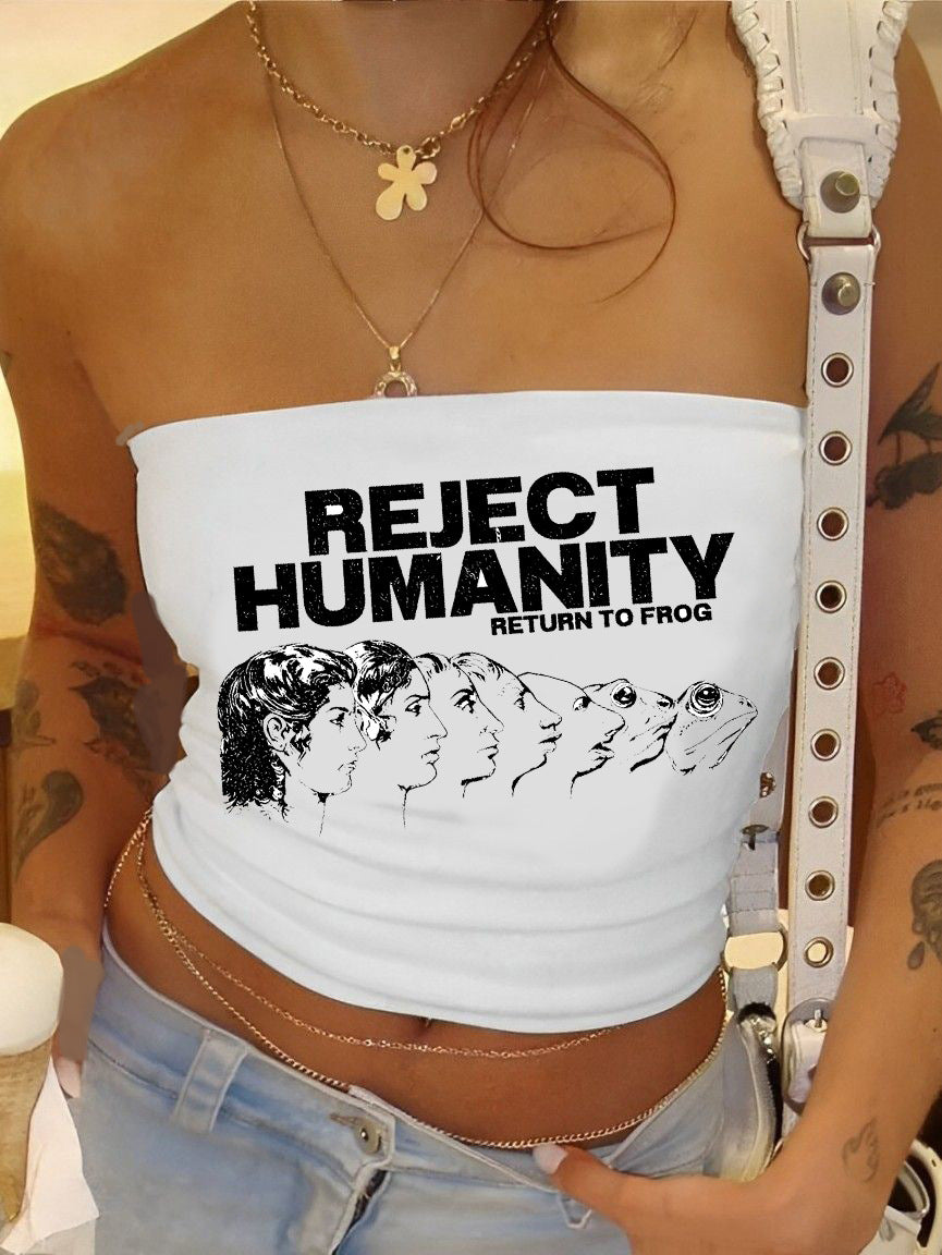 Dame bandeau topp med kreativ grafikktrykk Skjora
