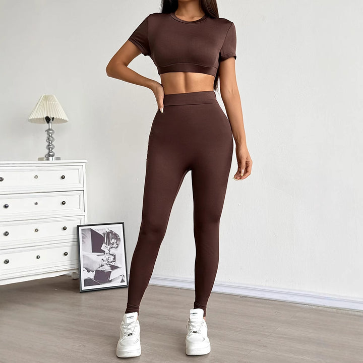Dame Sett med cropped topp og figurpassende leggings Skjora
