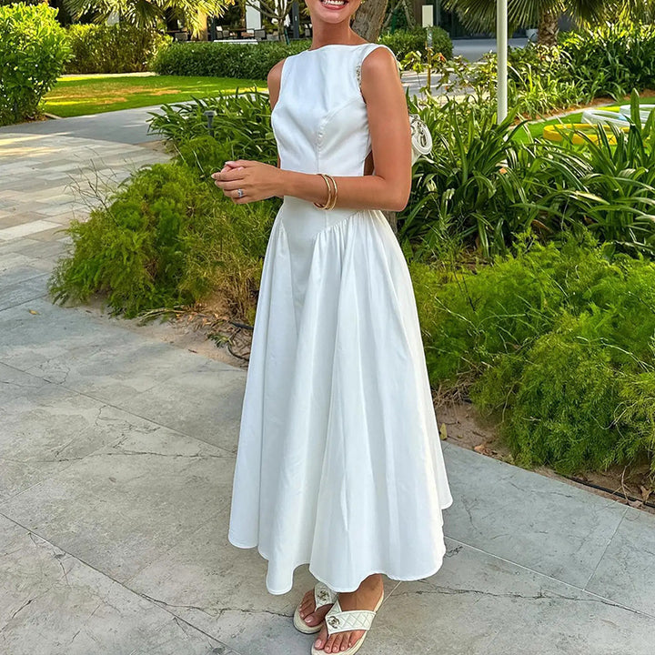 Damer Elegant Midi-Kjole med tilpasset overdel og svingende skjørt Skjora