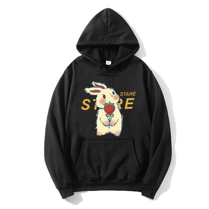 Damen Kapuzenpullover mit verspieltem Hasenmotiv und Inspirationsschriftzug Skjora