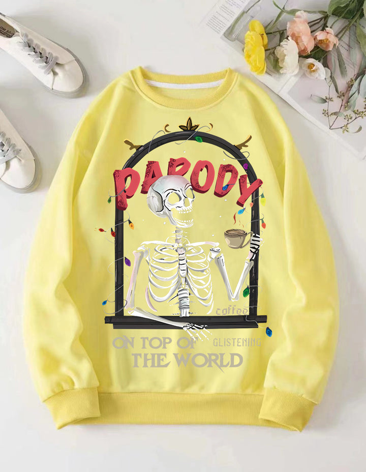 Damer sweatshirt med humoristisk skjelettmotiv Skjora