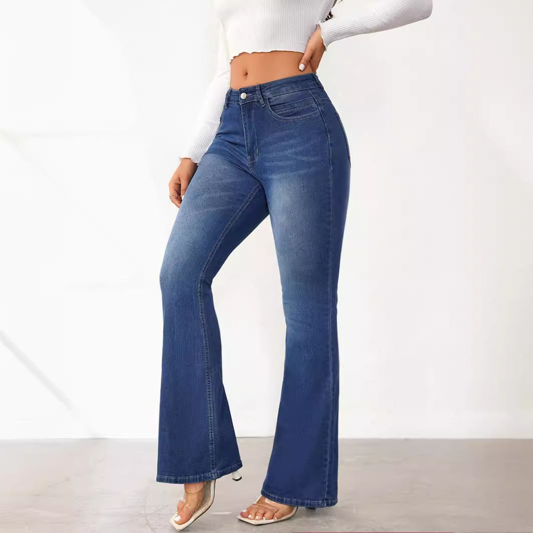 Kvinne Flared Jeans med Høy Midje og Komfortabel Passform Skjora