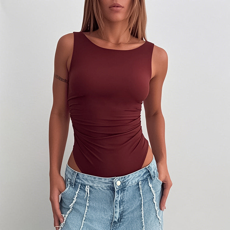 Dame bodysuit med elegant volangdetalj Skjora