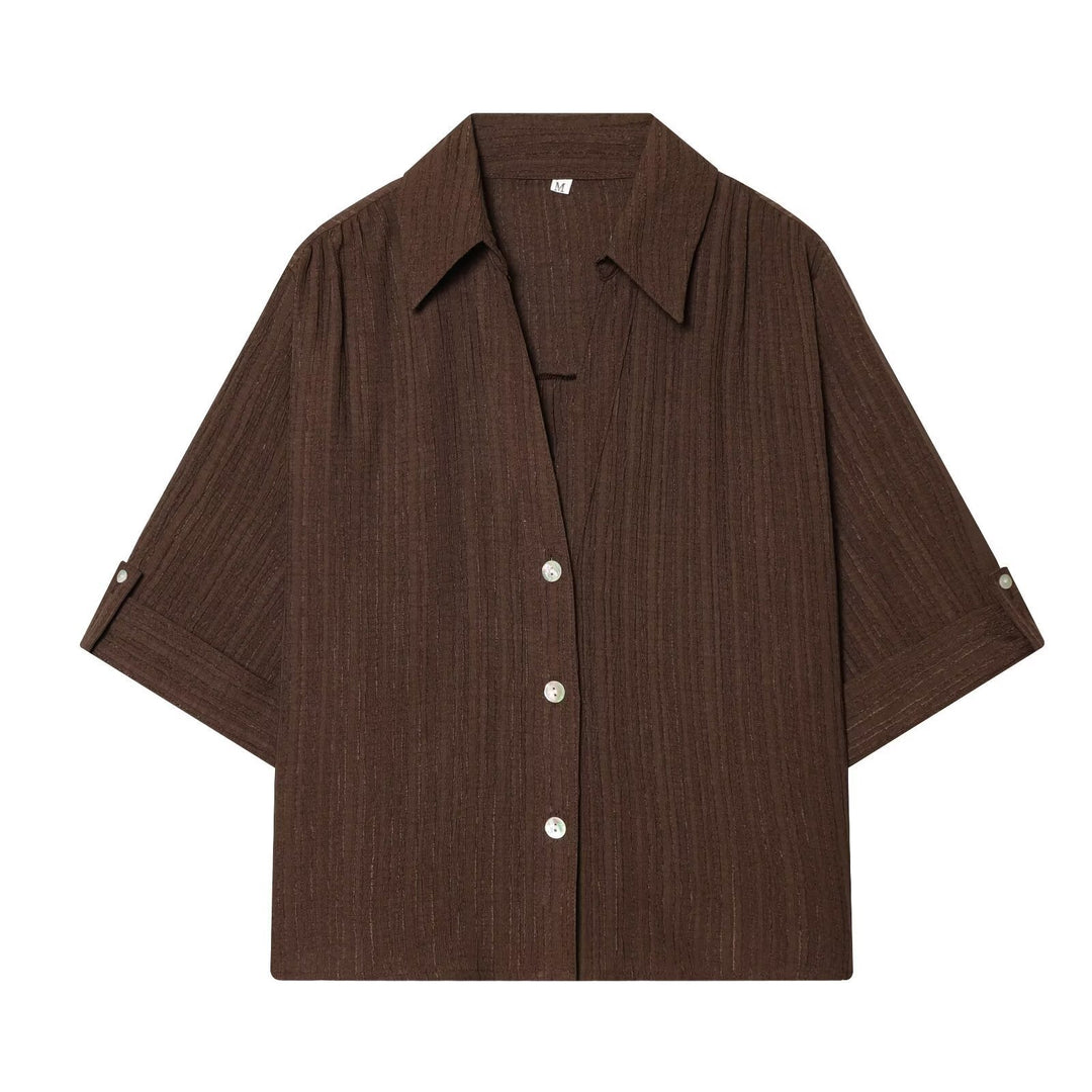 Dame casual bluse med strukturert stoff og overskårne skuldre Skjora
