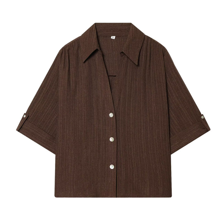 Dame casual bluse med strukturert stoff og overskårne skuldre Skjora