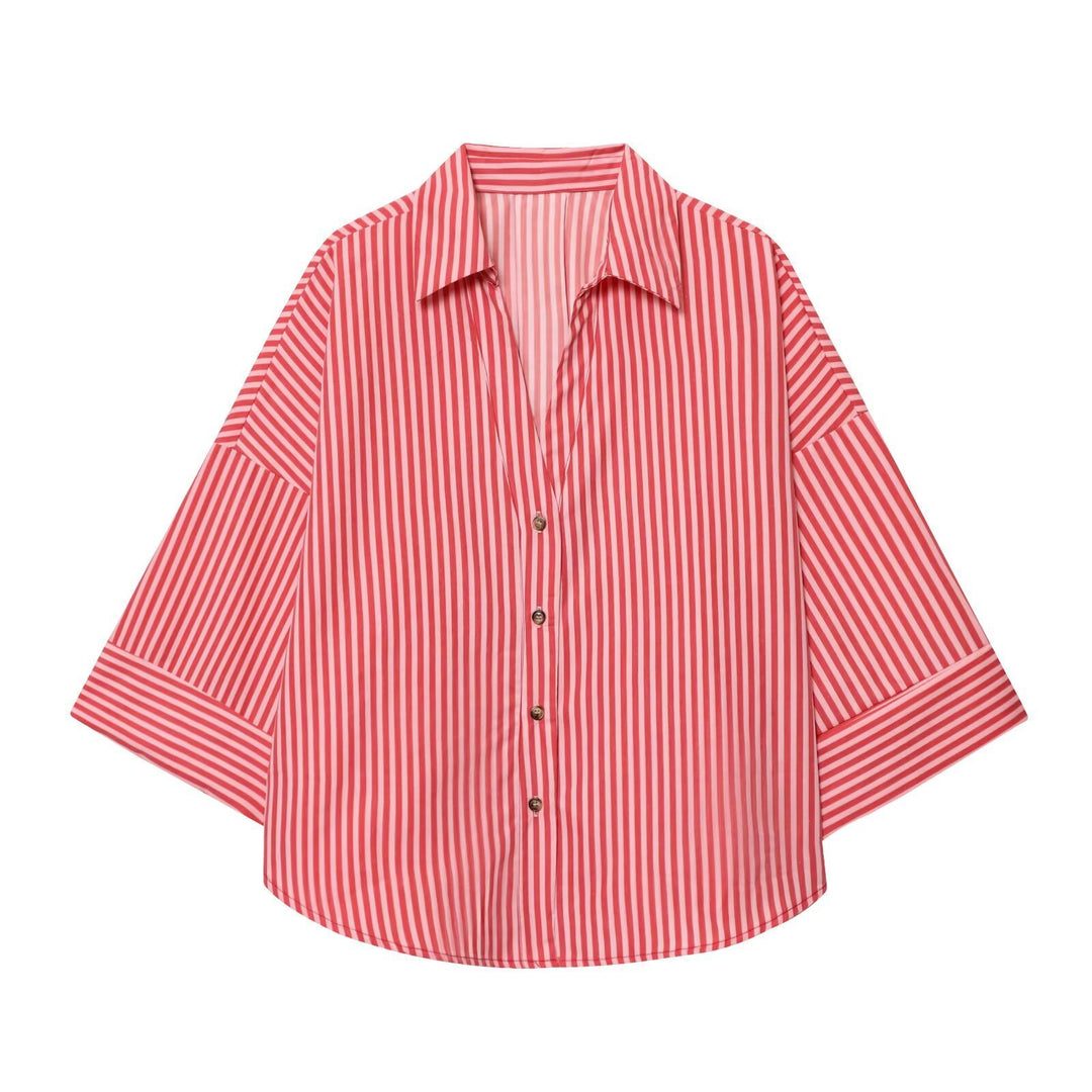Dame skjorte-bluse med avslappet snitt og elegante 3/4-ermer Skjora
