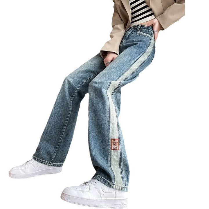 Kvinnenes vide jeans med sidestriper Skjora