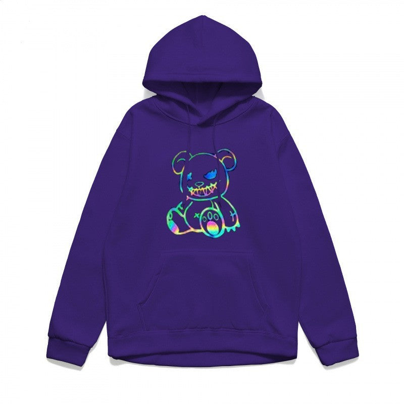 Damer hoodie sweatshirt med kult bjørnemotiv og behagelig passform Skjora