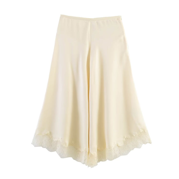 Damer elegant plisserte culotte-skjørt med delikate spissdetaljer Skjora