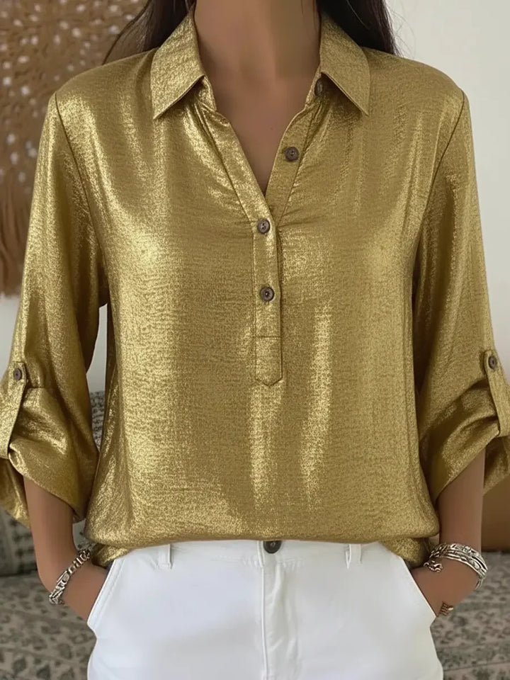 Elegant and glittering women's short-sleeved shirt Skjora