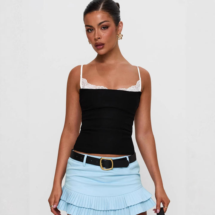 Dame Polka Dots Bustier-Topp med blondedetaljer Skjora