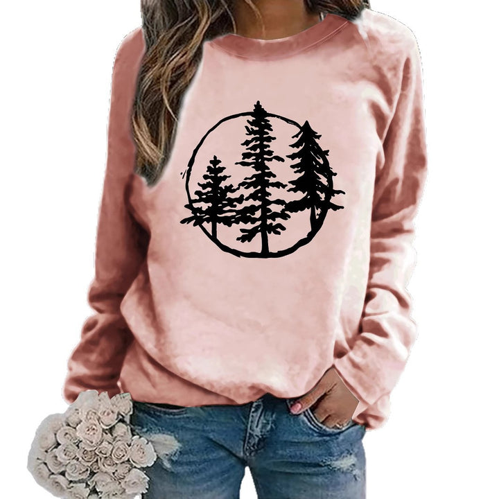 Kvinnelig sweatshirt med kult naturmotiv og avslappet passform Skjora