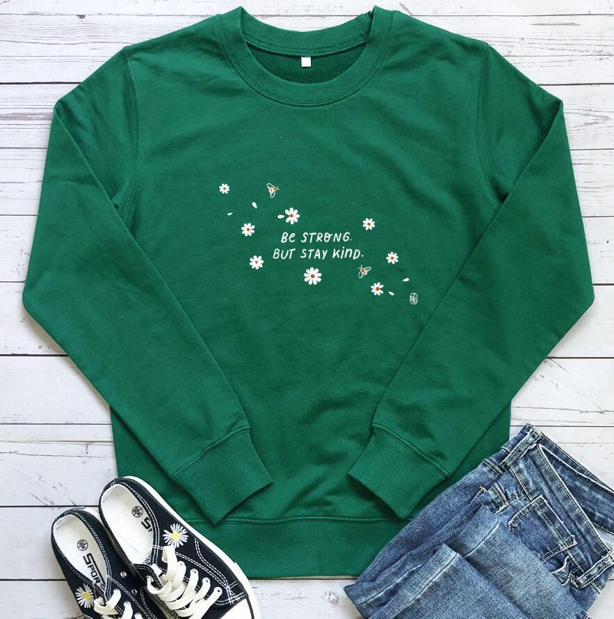 Kvinner sweatshirt med inspirerende budskap og blomsterdesign Skjora