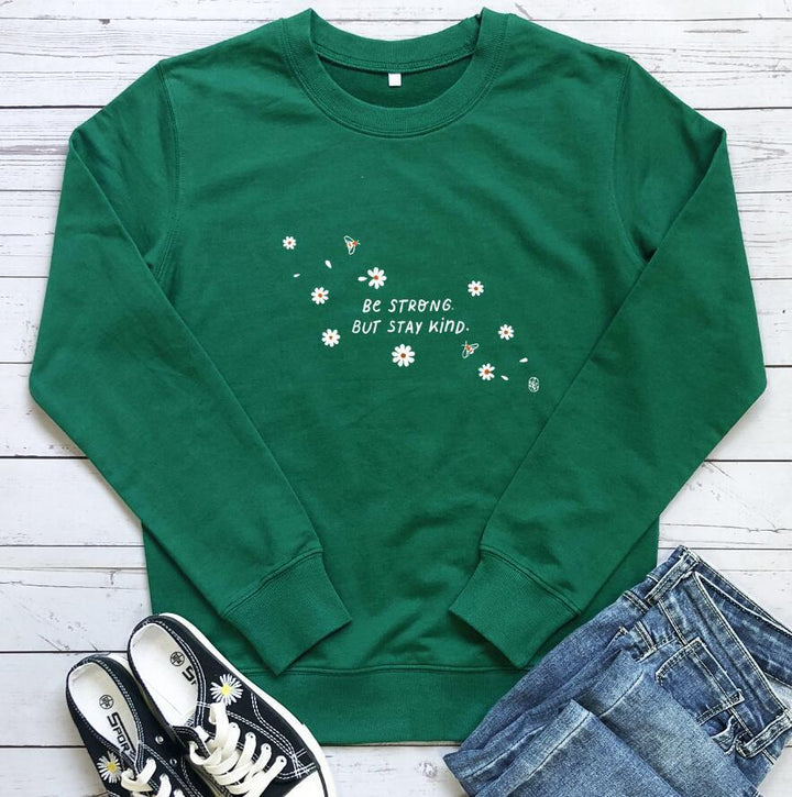 Kvinner sweatshirt med inspirerende budskap og blomsterdesign Skjora