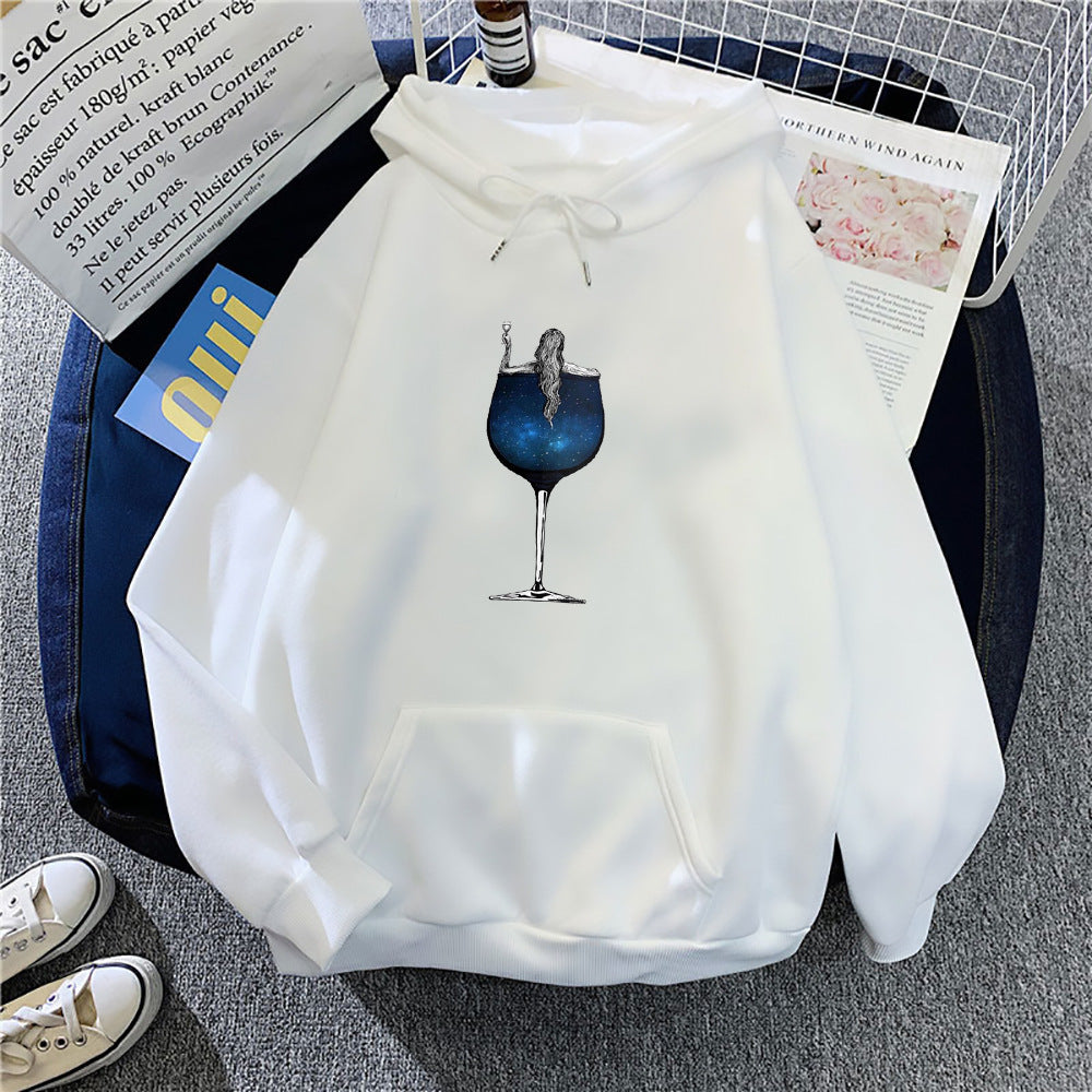 Dame hettegenser med kreativ cocktailmotiv Skjora