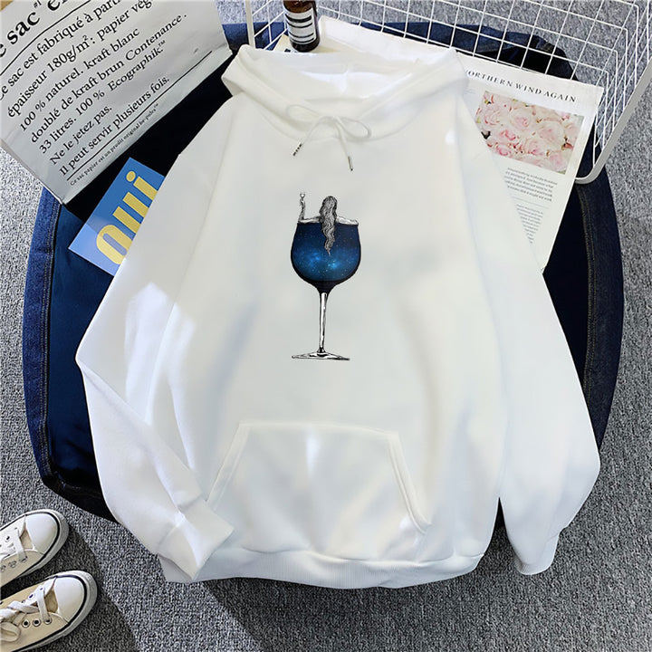 Dame hettegenser med kreativ cocktailmotiv Skjora