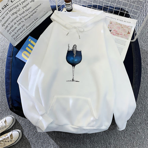 Dame hettegenser med kreativ cocktailmotiv Skjora