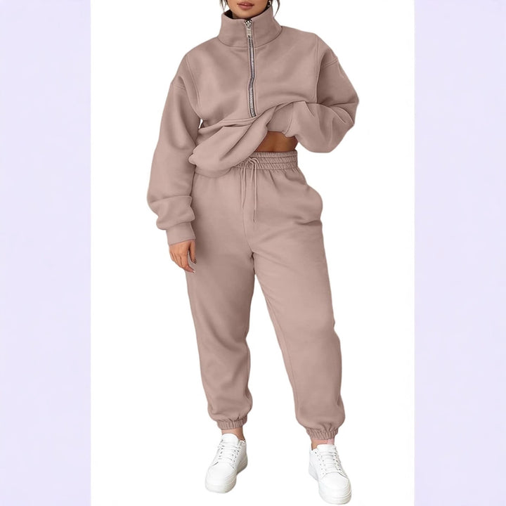 Kvinnens koselige fleece-pullover med høy krage og glidelås Skjora