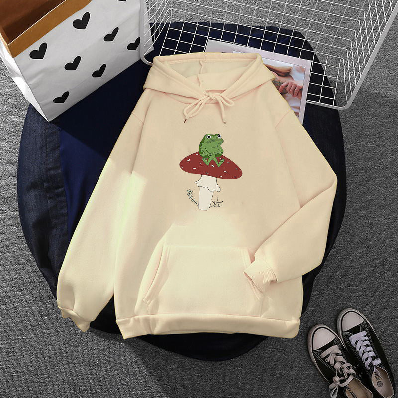 Kvinne hoodie med unikt frosk motiv Skjora
