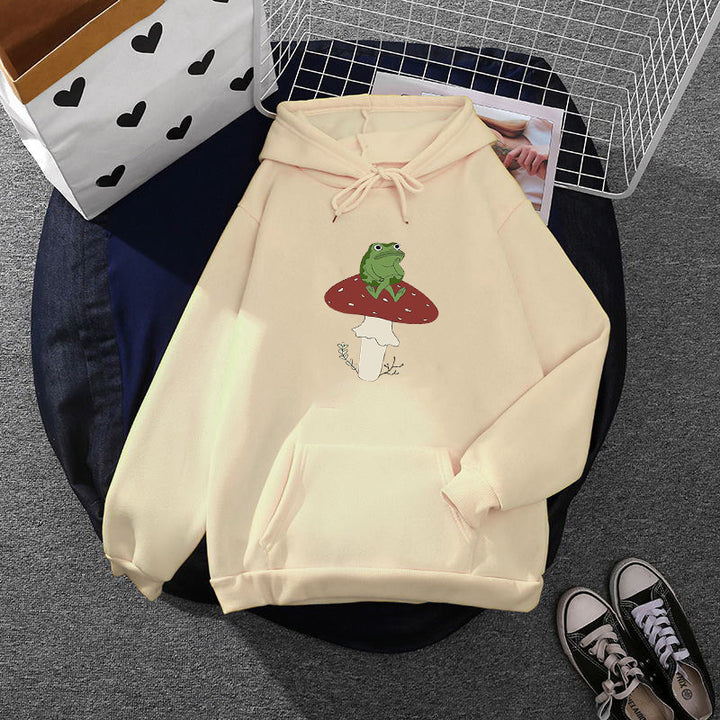 Kvinne hoodie med unikt frosk motiv Skjora