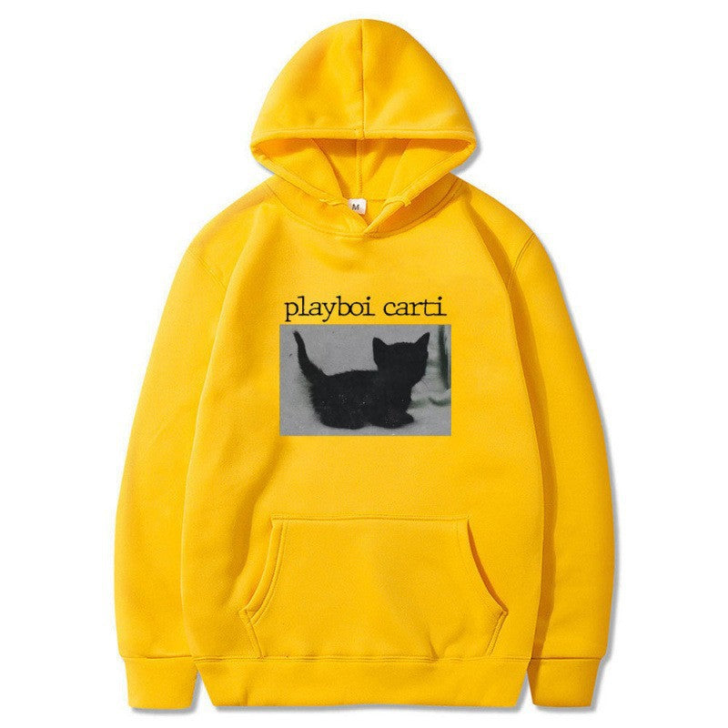 Damegen hettegenser med unik kunstnerisk trykk Skjora