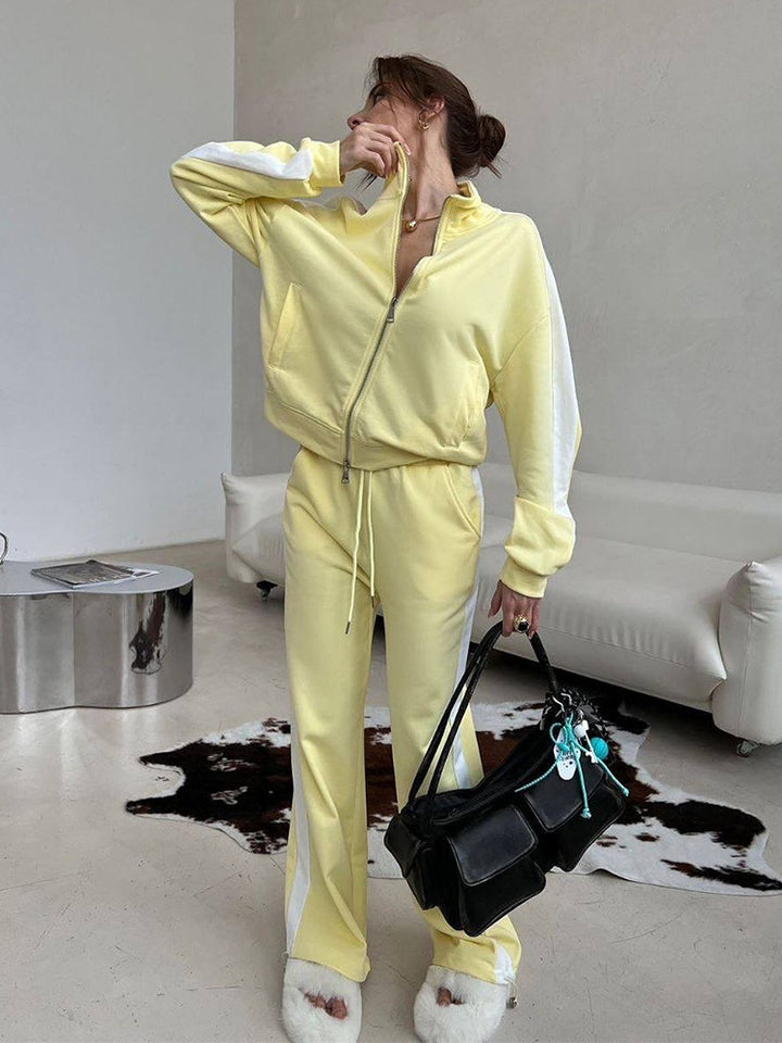 Dame sporty loungewear-set med moderne glidelås Skjora