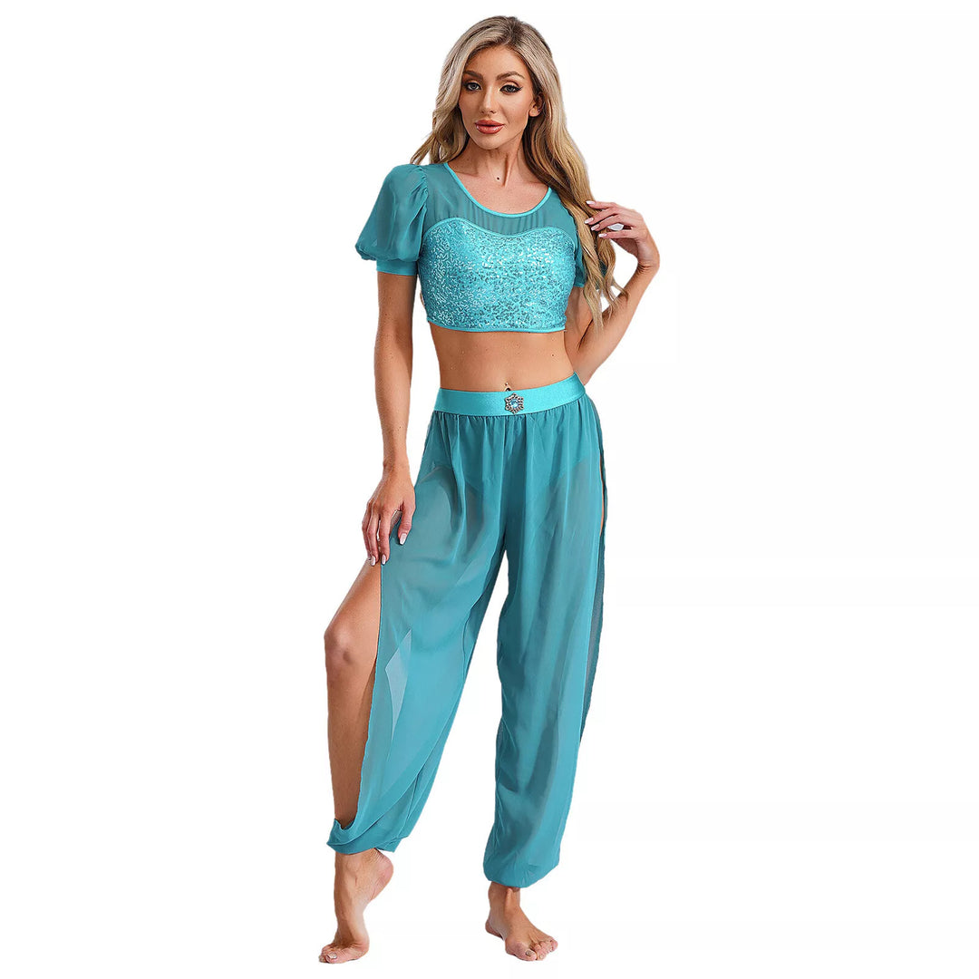 Damen Crop-Top und transparente Hose Set Skjora