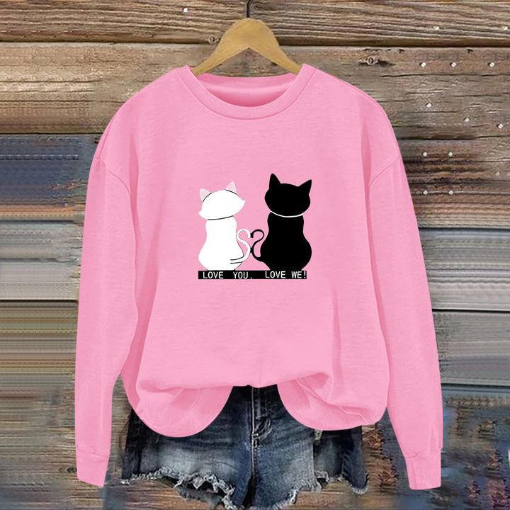 Kvinnesweatshirt med leken katte-design og humoristisk trykk Skjora