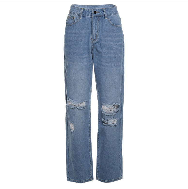 Women's Loose High Waist Distressed Jeans Skirt