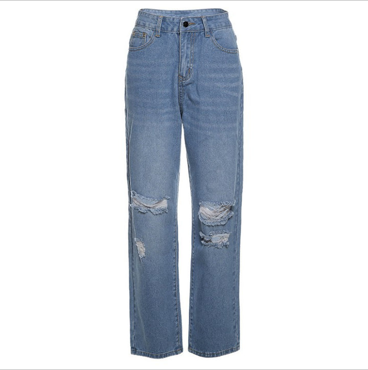 Women's Loose High Waist Distressed Jeans Skirt