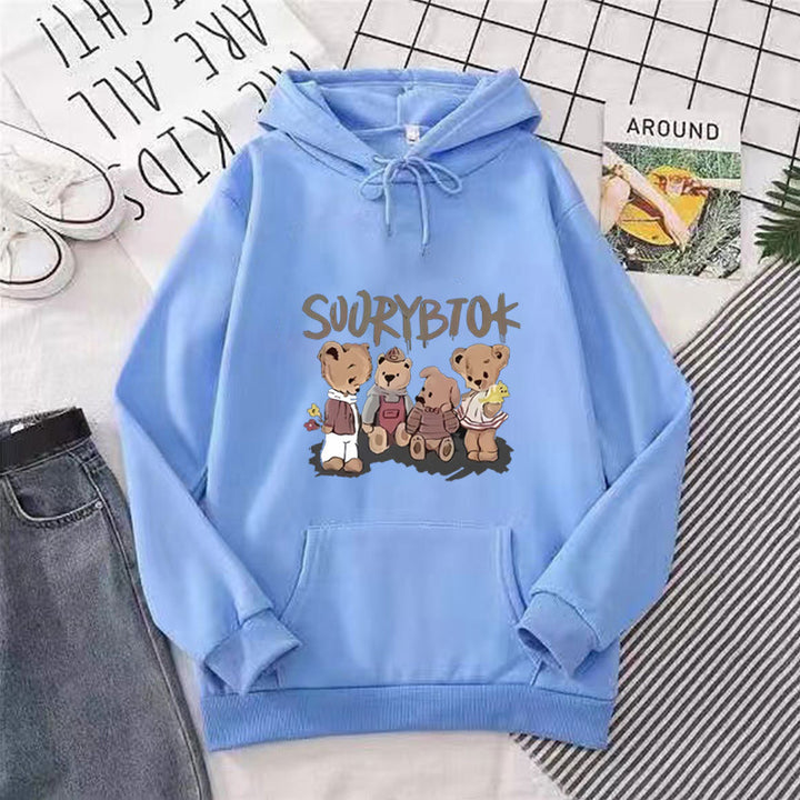 Damen Kapuzenpullover mit verspieltem Bärenmotiv Skjora