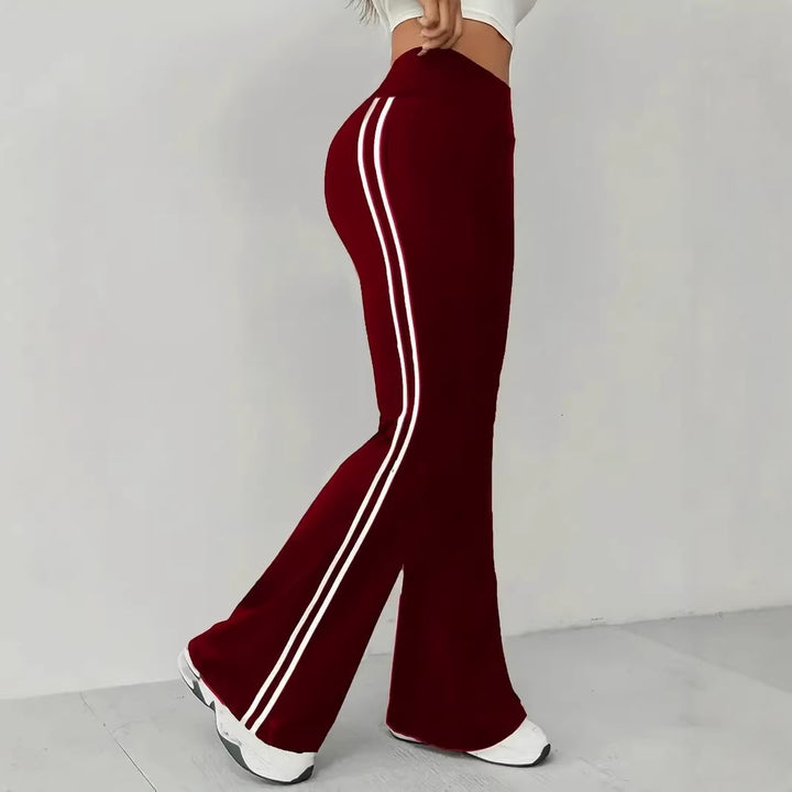 Bootcut sport leggings for women with stripes Skjora