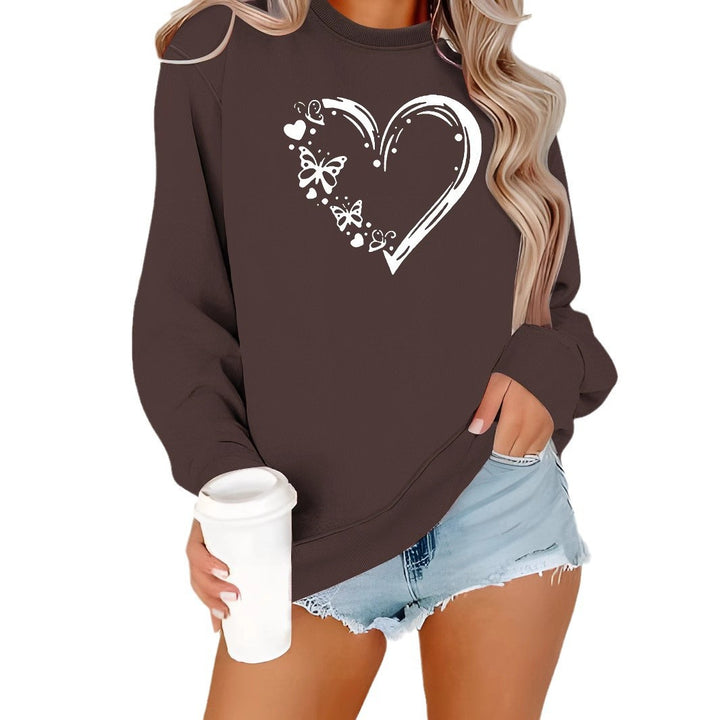 Dame sweatshirt med kreativt hjerte- og sommerfugl-design Skjora