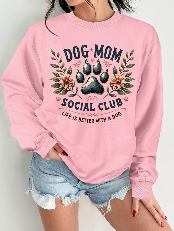 Kvinne sweatshirt med trendy hundemotiv og forbedret trykk Skjora